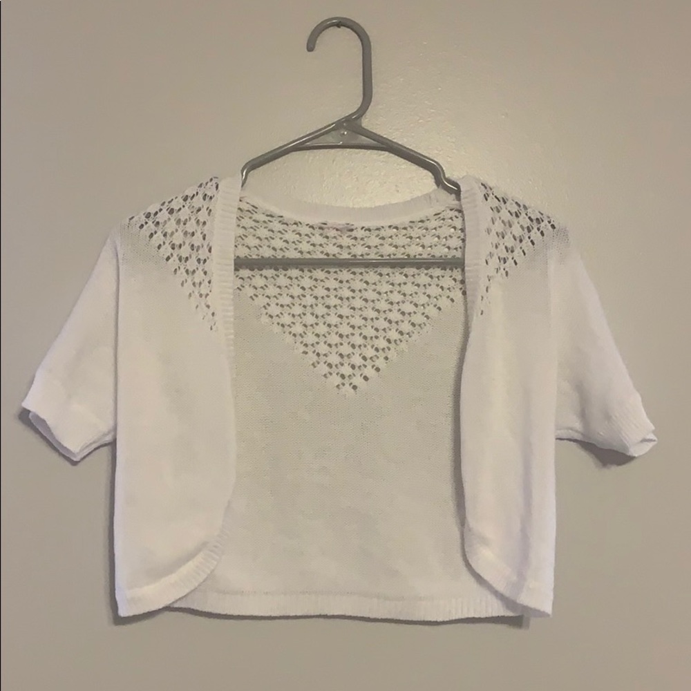 Girls short white cardigan